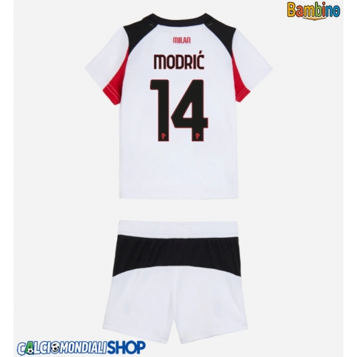 Maglie da calcio AC Milan Luka Modric #14 Seconda Maglia Bambino 2025-26 Manica Corta + Pantaloni corti)